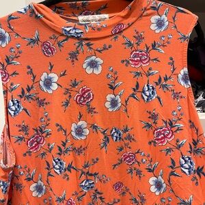 Pink Rose Floral Sleeveless Dress